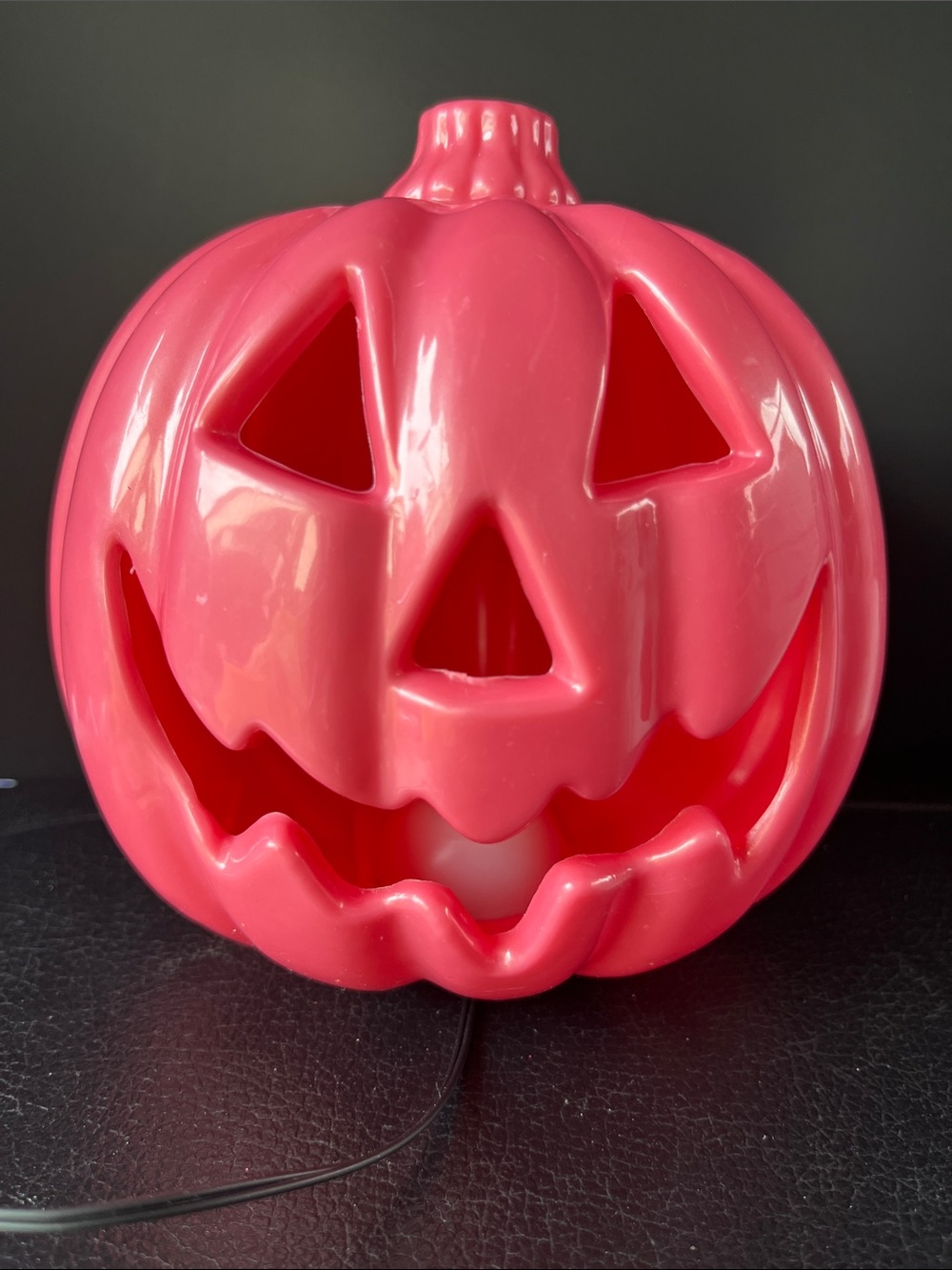 Bright Pink Jack-O'-Lantern Lamp